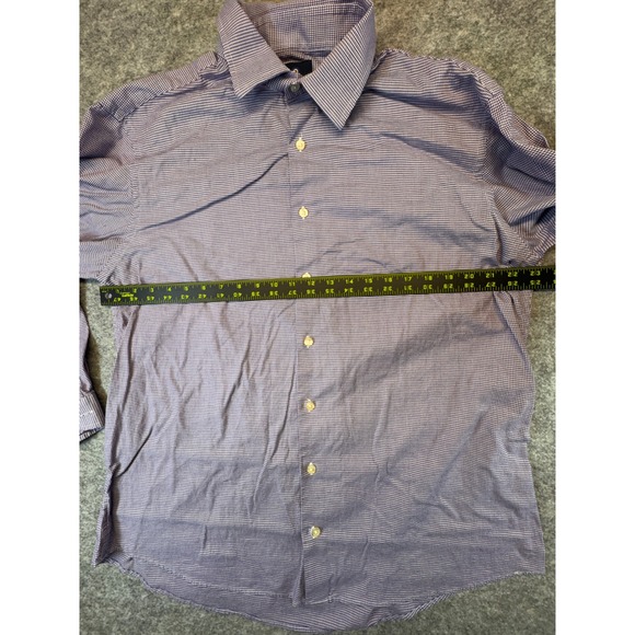 Ben Sherman Tailoring Mens XL Blue Red Micro Houndstooth Stretch Button  Shirt - Picture 3 of 7